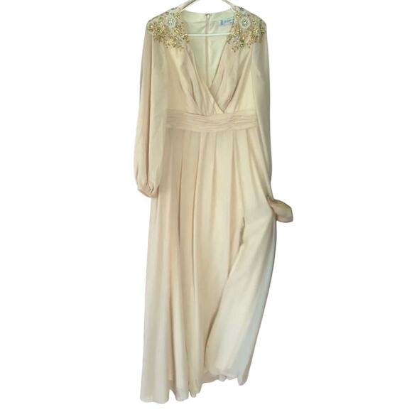 MAC DUGGAL 55694 Embellished Shoulder Blouson Sleeve Gown Sz 10 New w/ Tag $498 - Picture 5 of 10